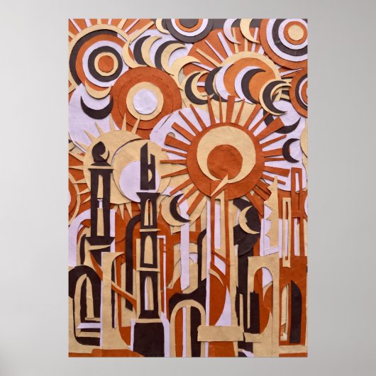 Oranje Retro Cirkels Abstract Poster (Voorkant)