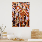 Oranje Retro Cirkels Abstract Poster (Keuken)