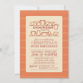 Oranje Retro Cocktail Birthday Party Kaart (Voorkant)
