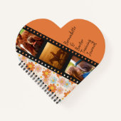 Oranje Retro Daisy 3 Foto Paard Collage Naam Notitieboek (Voorkant)