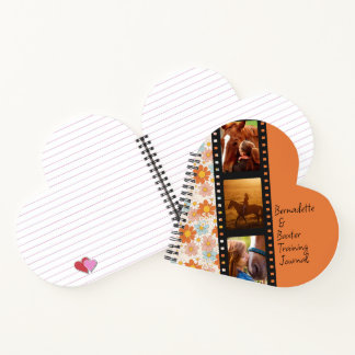 Oranje Retro Daisy 3 Foto Paard Collage Naam Notitieboek