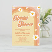 Oranje Retro Daisy Flower Vrijgezellenfeest Kaart (Staand voorkant)