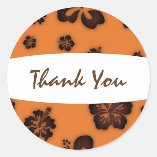Oranje retro en woeste hibiscus flank ticker ronde sticker (Voorkant)