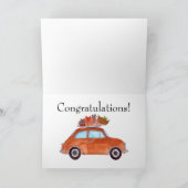 Oranje retro Fiat 500 zondag Kaart (Binnen)