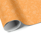 Oranje Retro Floral Paisley Cadeaupapier (Rol Hoek)
