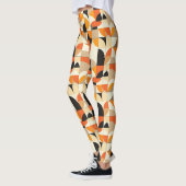 Oranje Retro Geometrische Abstracte Leggings (Links)