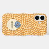Oranje retro girly bloemenpatroon Case-Mate iPhone case (Achterkant (horizontaal))