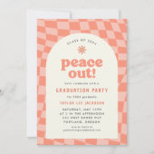 Oranje Retro Groovy 70s Graduation Party Kaart (Voorkant)