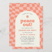 Oranje Retro Groovy 70s Graduation Party Kaart (Voorkant / Achterkant)