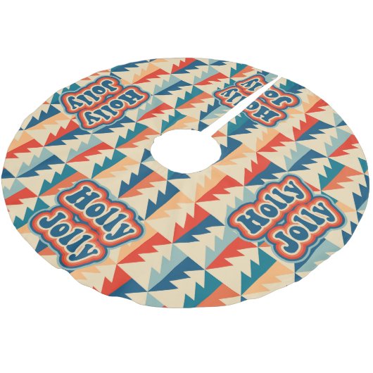 Oranje Retro Groovy Holly Jolly Kerstboom Kerstboom Rok (Gekanteld)