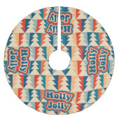 Oranje Retro Groovy Holly Jolly Kerstboom Kerstboom Rok (Voorkant)