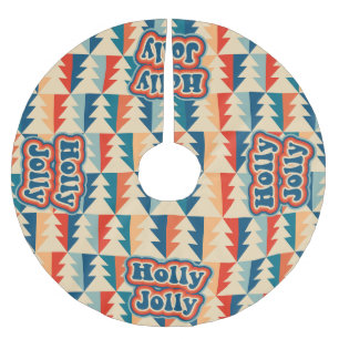Oranje Retro Groovy Holly Jolly Kerstboom Kerstboom Rok