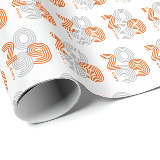 Oranje Retro Grote Nummers Klas van Cadeaupapier (Rol Hoek)