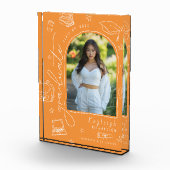 Oranje retro handgetekende Afstuderen fotoblok (Rechts)