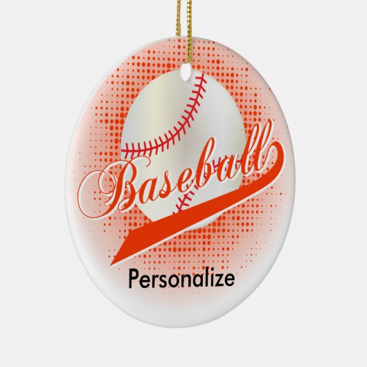 Oranje retro-honkbalstijl keramisch ornament (Rechts)