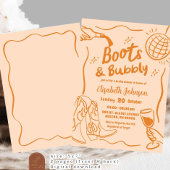 Oranje retro laarzen en bubbelig Vrijgezellenfeest Kaart