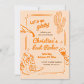 Oranje Retro Laatste Rodeo Cowgirl vrijgezellenfee Kaart (Voorkant)