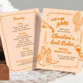 Oranje Retro Laatste Rodeo Cowgirl vrijgezellenfee Kaart