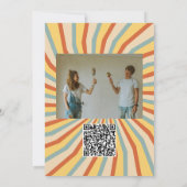 Oranje retro lijn met foto bruiloft kaart (Achterkant)