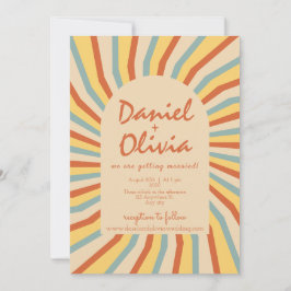 Oranje Retro Line met QR Wedding Kaart