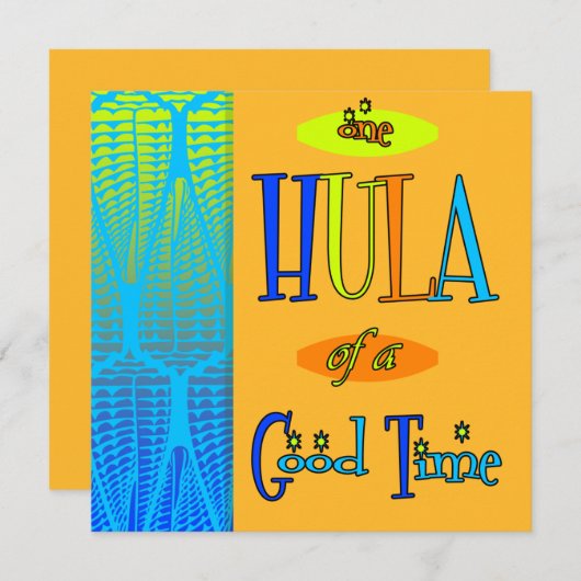Oranje Retro Luau Hula van een Goede Tijd Uitnodig Kaart (Voorkant / Achterkant)
