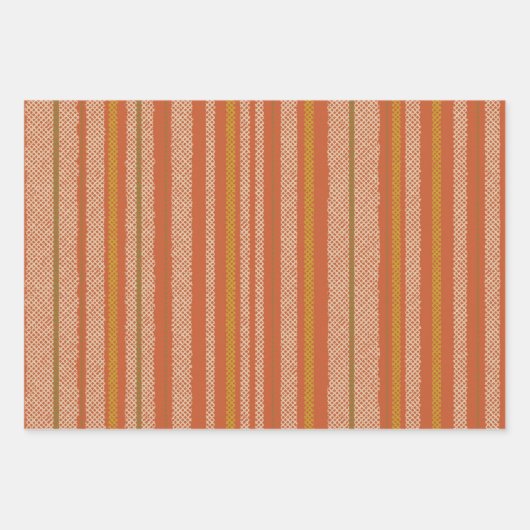 Oranje Retro Mesh Stripes Inpakpapier Vel (Voorkant 2)