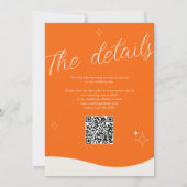 Oranje Retro Moderne Bruiloft met QR-code Kaart (Achterkant)
