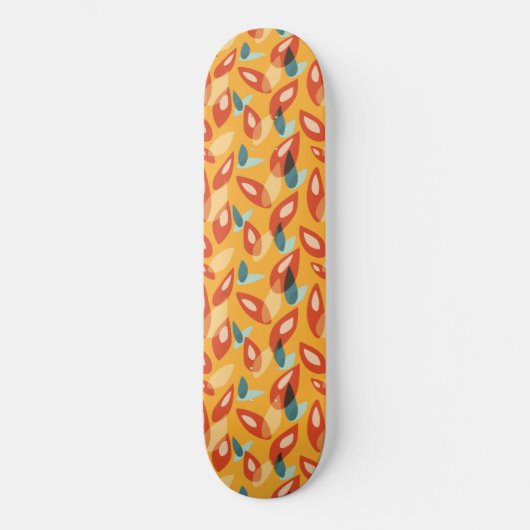Oranje Retro Moderne geometrische leest 70 s patro Persoonlijk Skateboard (Voorkant)