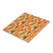 Oranje Retro Moderne geometrische leest 70 s patro Tegeltje (Zijkant)