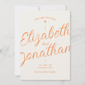 Oranje Retro Moderne Vet Script Trouwdag Save The Date (Voorkant)