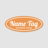 Oranje Retro Oval Classic Name Tag (Voorkant)