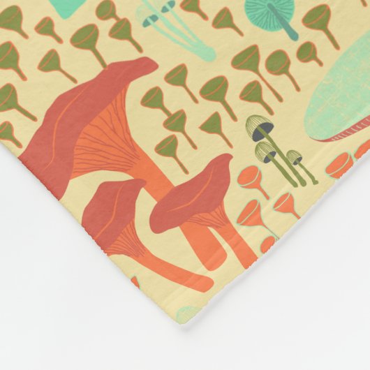 Oranje retro paddenstoel fleece deken (Hoek)