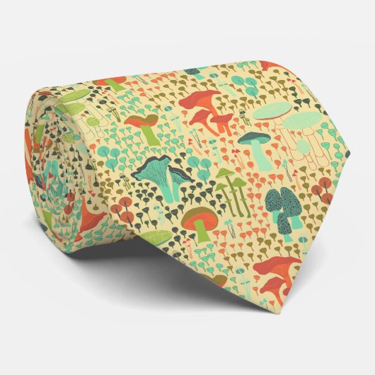 Oranje retro paddenstoel stropdas (Opgerold)