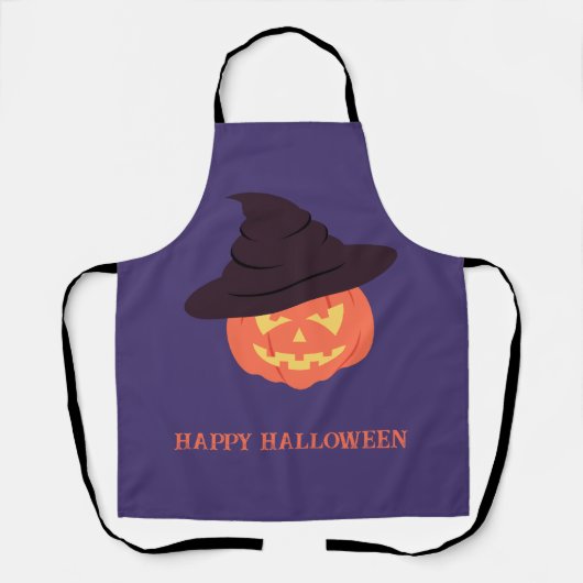 Oranje Retro Pompoen Halloween Schort - (Voorkant)