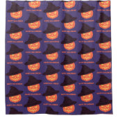 Oranje Retro Pompoen Happy Halloween Douchegordijn (Voorkant)