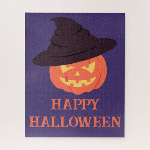 Oranje Retro Pompoen Happy Halloween Jigsaw Puzzel
