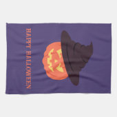 Oranje Retro Pompoen Happy Halloween Theedoek (Horizontaal)