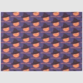 Oranje Retro Pompoen Happy Halloween Tissuepapier