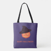 Oranje Retro Pompoen Happy Halloween Tote Bag (Achterkant)