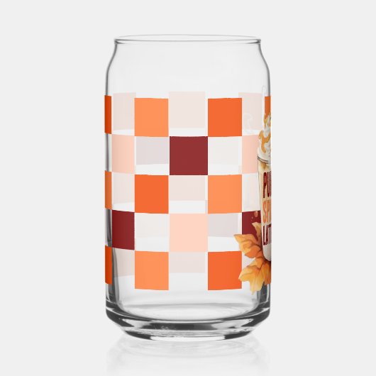 Oranje Retro Pompoen Spice Latte Thanksgiving Blikvorm Glas (Voorkant)