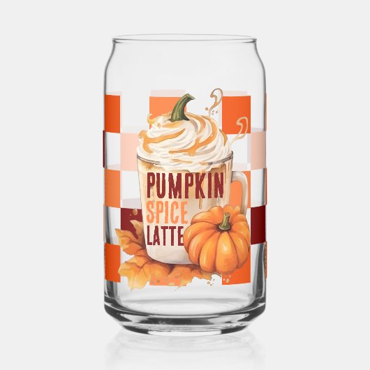 Oranje Retro Pompoen Spice Latte Thanksgiving Blikvorm Glas (Links)