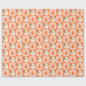 Oranje Retro Santa Claus Kerstboom Plaid Cadeaupapier (Vlak)