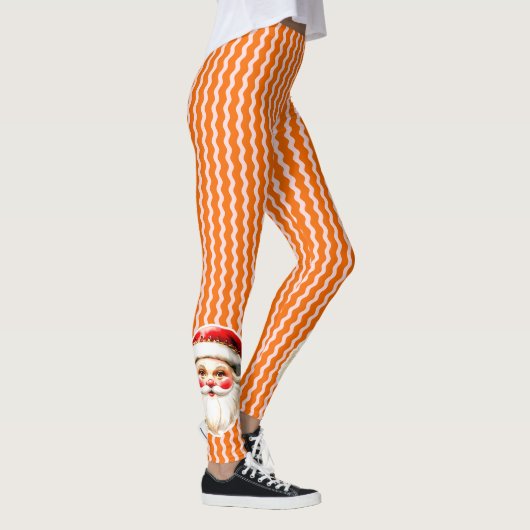 Oranje Retro Santa Claus Sinaasappel Ric Rac Chris Leggings (Rechts)