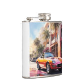 Oranje retro sportwagen op je broekzak heupfles (Rechts)