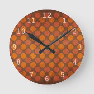 Oranje retro stippen patroon ronde klok