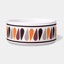 Oranje Retro Teardrop Pattern Ceramic Dog Bowl