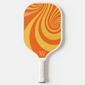 Oranje retro twirl monogram pickleball paddle (Achterkant)