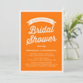 ORANJE RETRO TYPOGRAFIE | BRIDAL SHOWER INVITATION KAART (Staand voorkant)