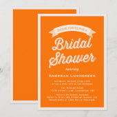 ORANJE RETRO TYPOGRAFIE | BRIDAL SHOWER INVITATION KAART (Voorkant / Achterkant)