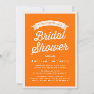 ORANJE RETRO TYPOGRAFIE   BRIDAL SHOWER INVITATION KAART